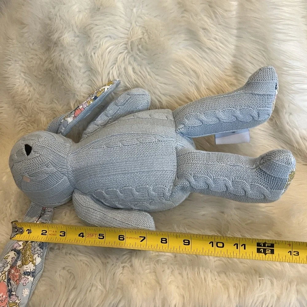 Pomme‎ Cotton Blue Cable Knitted Bunny Rabbit Floral Ears Stitched Eyes Nose 13
